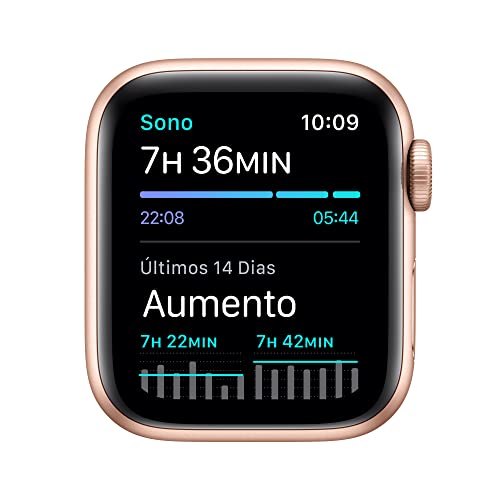 Apple Watch SE (GPS), Caixa em alumínio dourado de 44 mm com Pulseira esportiva luz das estrelas