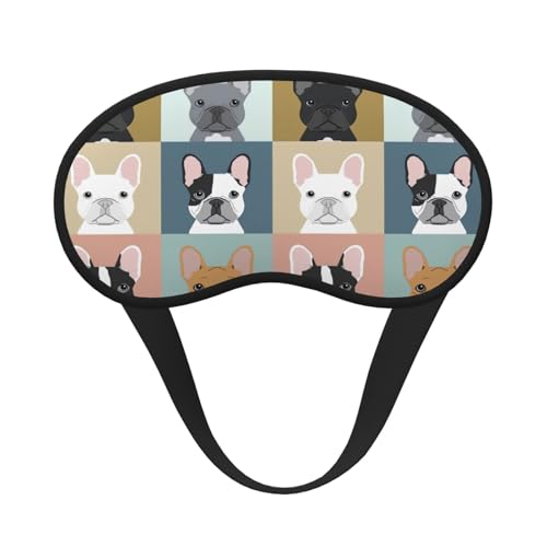 Mascherina per dormire con bulldog francese, per dormire, per donne e uomini, con fascia elastica