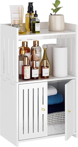 Bathroom Storage Cabinet Freestanding Bathroom Floor Cabinet with Door and Shelves Narrow Bathroom Organizers and Storage Cabinets for Bathroom Small Space Living Room Bedroom