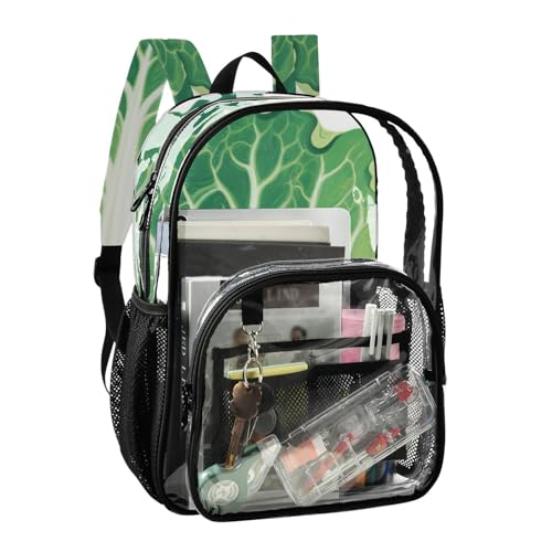 Funny Cabbage Leaf Kids Clear Backpack For School Clear Book Bags For Girls Seethrough Heavy Duty Bags2