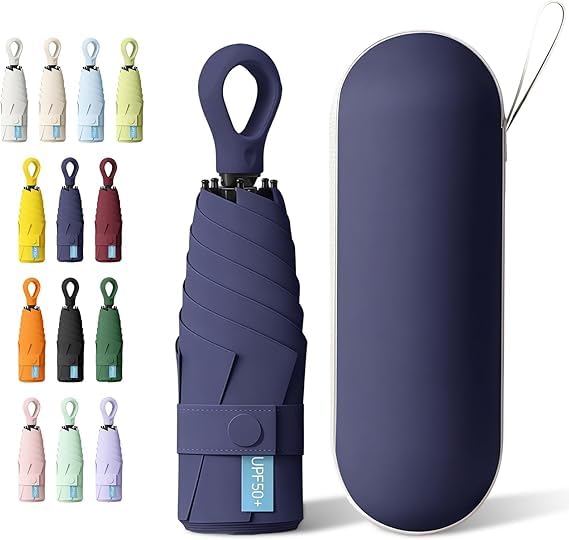 Image of Umbrella, Mini Folding Windproof & Compact UV Umbrella for Sun Protection Rain Windproof Strong Large 3 Fold for Women Handbags,3 Fold for Men Women, Stylish & Compact