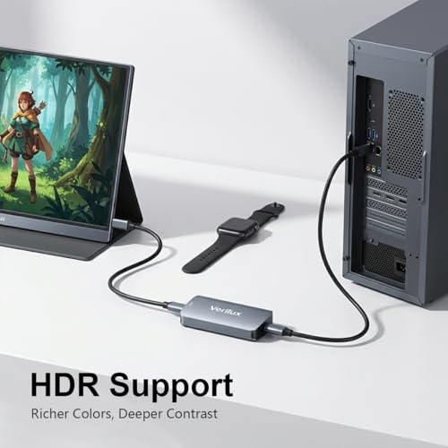 Image of Verilux Type C to HDMI Adapter, 4K@60Hz USB C Female to HDMI Female Adapter with HDR, Plug & Play Video for RayNeo, XREA-L Air, Rokid Air, Thunderbird AR, Switch Base, Steam Deck Base, PS4, PS5