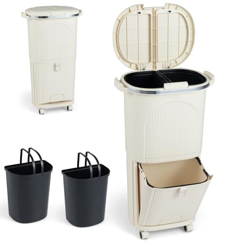 Caneca de basura reciclaje TANGZON 38L Beige