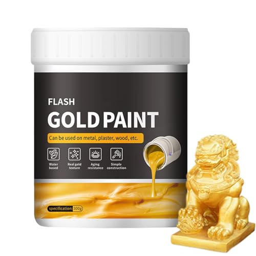 Pintura de aluminio de oro líquido, 300 g pintura aluminio oro líquido no desanimado, suministros arte para principiantes fáciles aplicar pintura lámina metal para decoraci