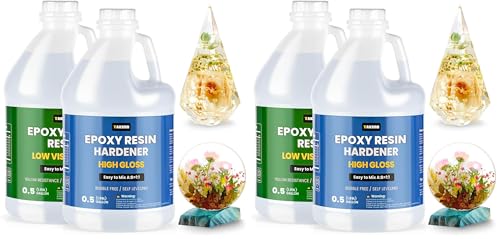 Image of TAKIMO 1 Gallon Crystal Clear Resin Kit,No Bubble & Not Yellowing Epoxy Resin for Coating, Casting, Table Top,DIY, Bar Top, River Tables, Resin Art, Wood with High Gloss Finish (Pack of 2)
