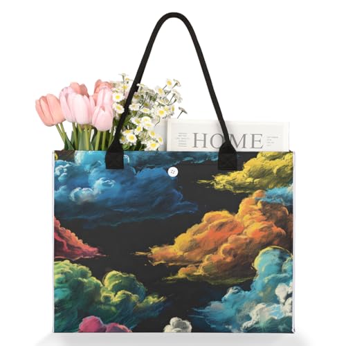 Interstellar Colored Clouds Tote Bag for Women Large Beach Bag Reusable Tote Bags for Work Travel Beach Shopping3