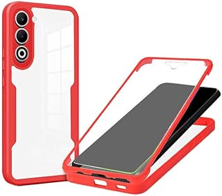 KOOLRIVER・For OPPO A5 5G ケース クリア カバー あり 耐衝撃 透明 背面透明 両面 前後保護 フルカバー シンプル お洒落 For オッポ/カバー(レッド)