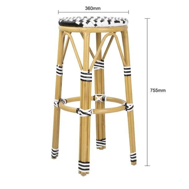 Tabouret de bar style parisien rotin PE Bolero noir lot de 2 premium - 3