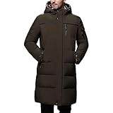 JEKE-DG Men's Zip Up Thicken Heavyweight Puffer Jacket Hooded Insulated Long Down Coat Business Casual Winter Bubble Coat (Green,Large)