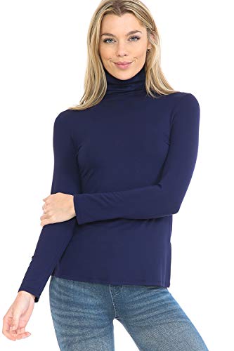 Image of Women's Lightweight Long Sleeve Turtleneck Top Pullover Sweater (S-3XL)