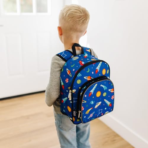 Image of Wildkin Kids 12-Inch Toddler Backpack - Lightweight School Bag for Daycare & Travel, Ages 3-7, Out of This World, 12 x 10 x 4.5 inches, 12-inch Backpack Boys