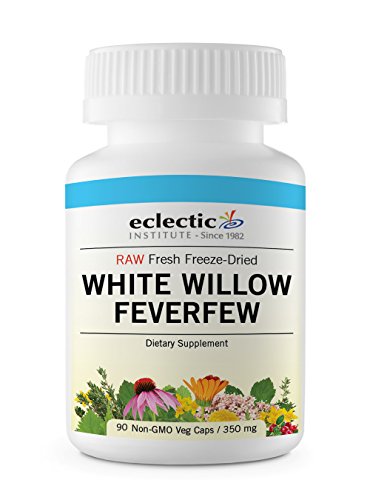 Eclectic Institute White Willow & Feverfew — 90 Vegan Capsules, Certified Organic Whole Herb