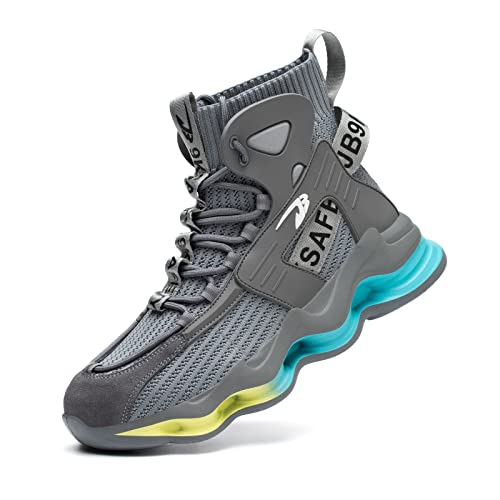 Baofular Sicherheitsschuhe Herren Leichte Arbeitsschuhe Herren Damen Sportliche Atmungsaktive Grau 46 EU Cover
