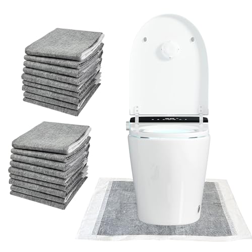 50 Pack Disposable Toilet Mats Absorbent Toilet Floor Protector from Urine U-Shape Toilet Training Rug Waterproof Non-Slip Bathroom Potty Training Mats for Children Adult (Gray-1)
