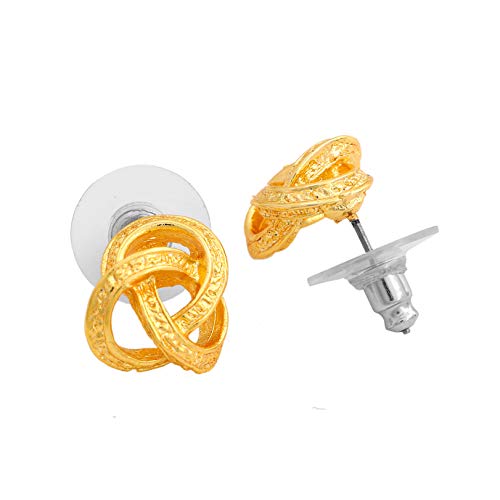 Metal Zinc Alloy Tone Pretzel Stud Earrings