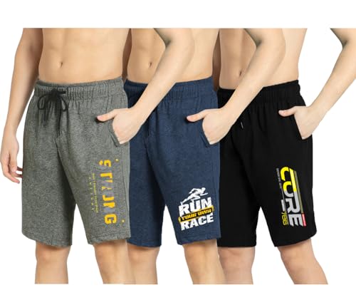 Image of KART BLACK Plus Sizes Men's Cotton Regular Fit Shorts (Pack of 3)