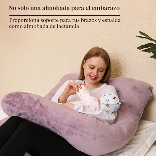 Miniatura 5 de Chilling Home Almohada De Embarazo,Almohada Para Dormir De Lado En Forma De U Con Funda,Almohada De Lactancia Almohada De Posicionamiento Grande,Para Mujeres Y Personas Que Duermen De Lado,Púrpura