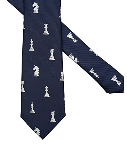 ZENXUS Sports and Game Ties for Men, Designer Necktie Navy, Chess, M