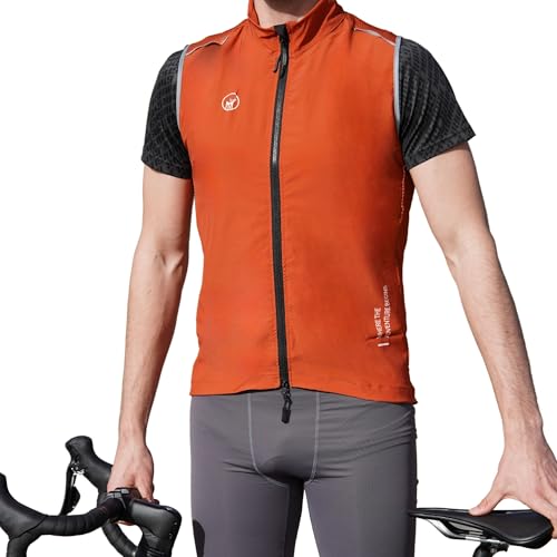 IMPALAPRO Gilet Vélo Réfléchissant – Gilet Sans Manche Coupe Vent Vélo (FR/ES, Alpha/lettres, TG, Taille normale, Taille normale, orange rouille)