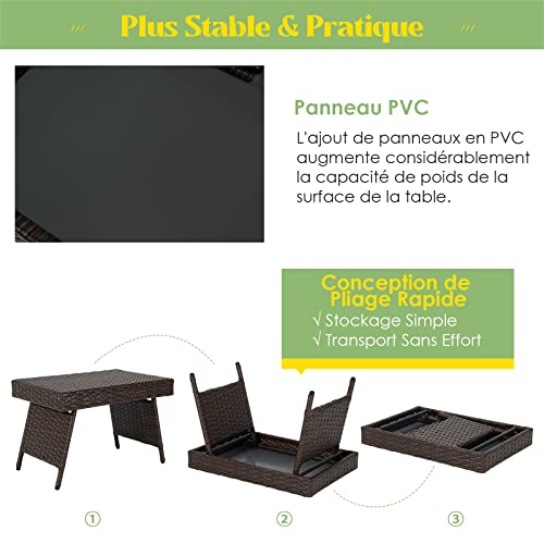Table Basse Tressée Pliante sans Assemblage pour Gagner de l'Espace - 7