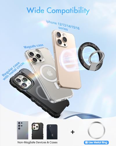 Image of Toycamp Phone Grip Ring Holder Compatible with MagSafe - Magnetic Phone Grip Stand Women Cute Painting Removable Rotatable Magnet Accessories for iPhone 17 Pro Max /16 /15 /14 /13 /12 Series, Butterfly