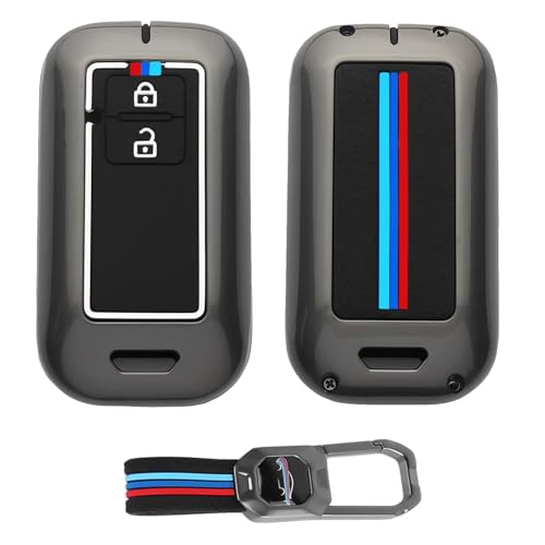 Image of KINGSWAY Maruti Suzuki Car Key Cover and Keychain Perfect Shape and Compatible with 2 Buttons Smart Key of All Maruti Suzuki Cars, Remote Key Shell, Car Key Chain Cover, 360 Protection, Gunmetal Grey