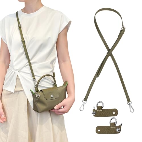 Image of Bag Leather Strap Replacement Crossbody Shoulder Purse Straps for xs MINI Pouch, No Damage Conversion Kits Accessories (MINI-Artichoke Green-S)