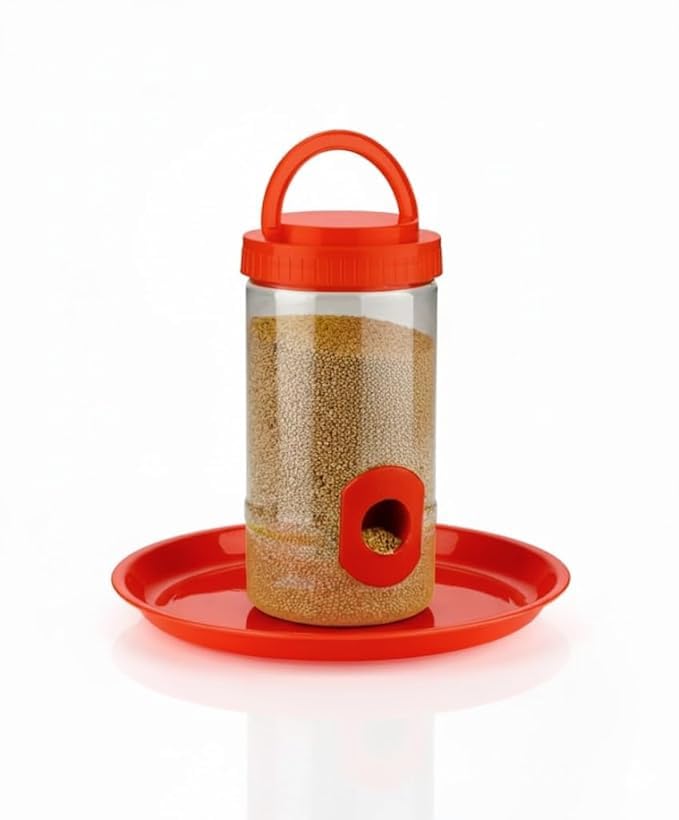 Image of Hanging Bird Feeder 700gm Weatherproof Red Pack of 4