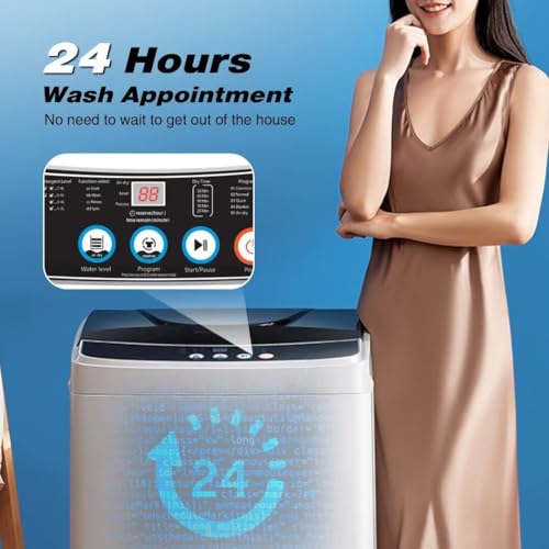 Apartment Washing Machine, 17.7 lbs Automatic Washing Machine with 10 Wash Promgrams and 8 Water Levels, Energy Saving Portable Washer Suitable for Apartments and Dorms
