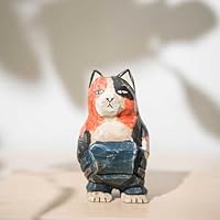 Amazon.co.jp: JAnjiaLxY 天然木 彫刻 ねこ 風水 F 置物 猫の
