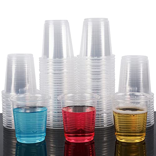 Zcaukya Mini Disposable Shot Cups, 3oz 100 Count Clear Plastic Cups, Small Disposable Dixie Party Cups Great Container for Sauce, Sample Tasting, Jello Shots, Pudding