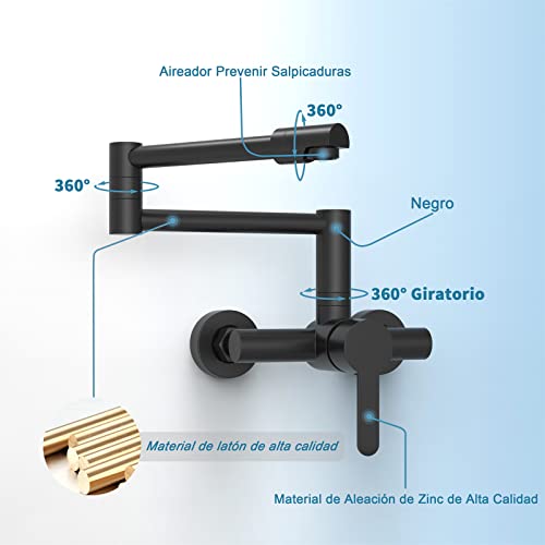 Grifo-de-Cocina-de-ParedGrifo-para-Fregadero-Monomando-Negro360–Giratorio-PlegableCocina-Doble-Grifo-ParedRotacion-de-para-Grifo-de-Agua-Fria-y-Caliente
