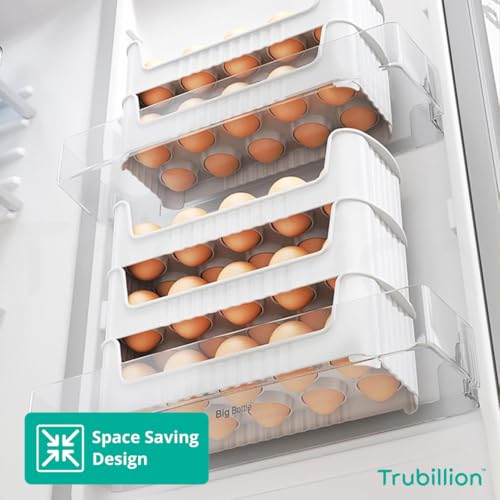 Image of EggNest Stackable Egg Tray Set of 3, 30 Egg Storage, 10 Slots Per Tray, Space-Saving Organizer for Fridge Side Door, Tabletop & Cabinet, BPA-Free, Durable, Detachable, Freezer Safe
