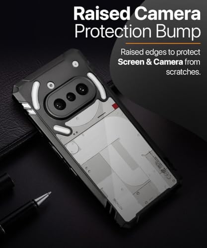 Image of WOW IMAGINE Shock Proof Transparent Hybrid Clear Protective Back Case for Nothing Phone 3a 5G - AirEDGE Technology | 360 Degree Camera Protection | - Black - Polycarbonate;Thermoplastic Polyurethane