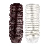 HIAKDOFT 1000 Cápsulas Grandes para Hornear, Tazas de Papel Aptas para Uso Alimentario, Resistentes la Grasa, Color Beige y Crema, Moldes Desechables para Cupcakes y Magdalenas, Ideales