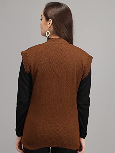 Image of eKools Women's Winterwear Woolen Sleeveless Sweaters (with Side Pockets)