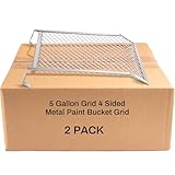 Landhoow 2 Pcs Paint Roller Grid 4 Sided Metal Bucket Grid Heavy Duty Paint Screen for Buckets, Silver (5 Gallon)