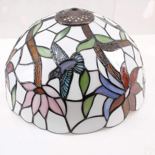 Image of WERFACTORY Tiffany Lamp Stained Glass Hummingbird Style Table Lamp 18 Inch