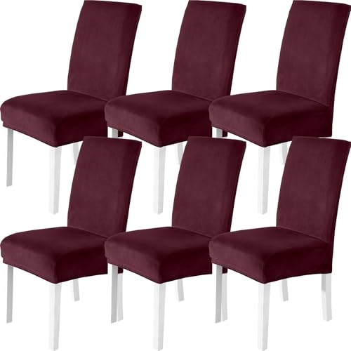 CYCMACO Housse De Chaise Velours 6 Pièces, Universel Housse De Chaise Salle À Manger Extensible,...