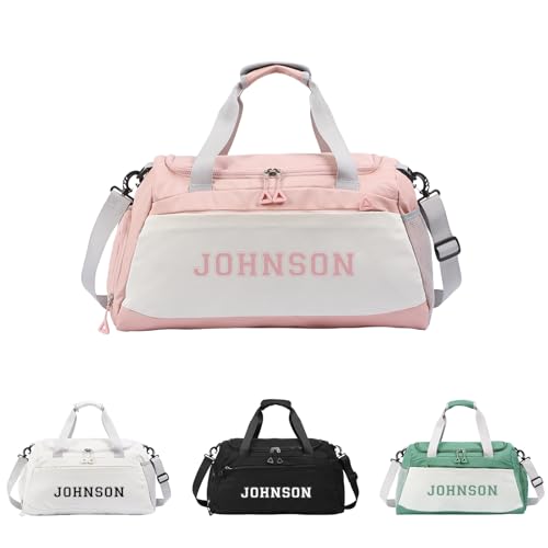 Personalized Duffle Bags for Women - Custom Name Sports Gym Bag with Wet Dry Pockets & Shoe Compartment, Travel Bags for Women Men