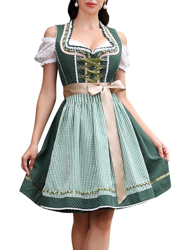 Clearlove Women's Oktoberfest Costume Dress Dirndl Dresses Women German Beer Costumes Outfit for Carnival, Dark Green, L Clearlove Women's Oktoberfest Costume Dress Dirndl Dresses Women German Beer Costumes Outfit for Carnival, Dark Green, L