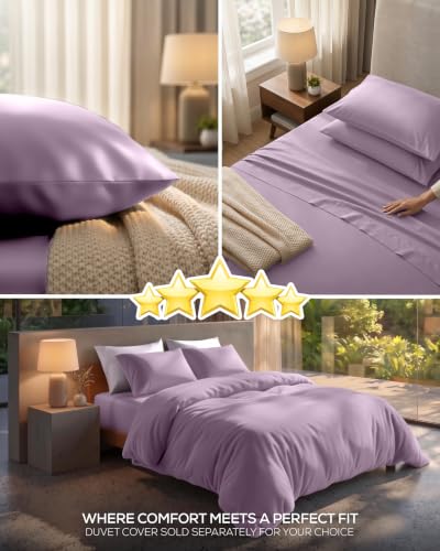Image of Utopia Bedding Queen Sheet Set 4 Piece Soft Sheets - Lavender