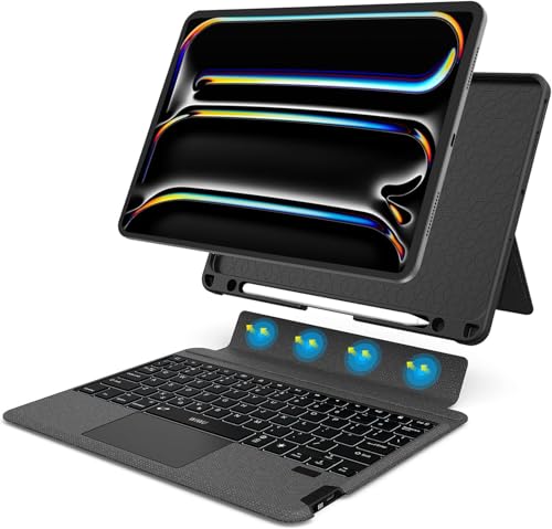 symtype �L�[�{�[�h�P�[�X iPad Pro 11�C���` ��4���� 2022 Air 5th 4���� iPad Pro 11 ��1���� 2018/2020/2021�p 10.9�C���` ���C�����X �}�O�l�b�g�L�[�{�[�h�P�[�X �g���b�N�p�b�h�t�� �y���V