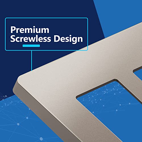 Image of LIDER Decorator Switch Cover, Screwless Wall Plate, Mid-Size 2-Gang 4.88 inch x 4.92 inch, LSWP-32M-NK, UL Listed, Thermoplastic, Matte Nickel, 1-Pack