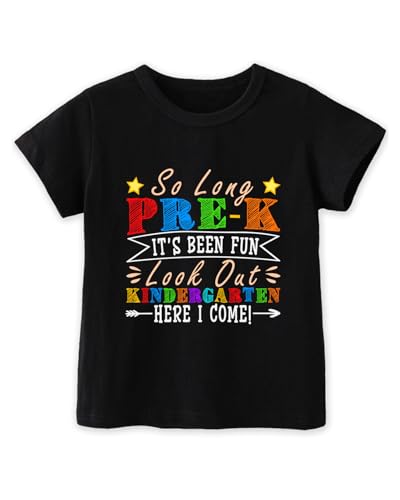 Image of First Day of Preschool Shirt Pre K Shirts for Girls Boys Toddler Kids 1st Day of Kindergarten Gift Cotton Tee 2T-7Y
