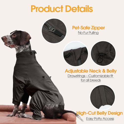 Image of Adjustable Recovery Suit for Small Dogs, Dog Pajamas, Grey, S