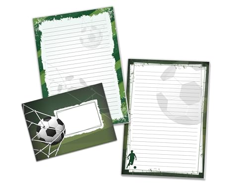 Briefpapier-Set mit 2 Schreibblöcken und 25 Umschlägen für Kinder Schulheft Heft Notizblock Fußball (1 Block