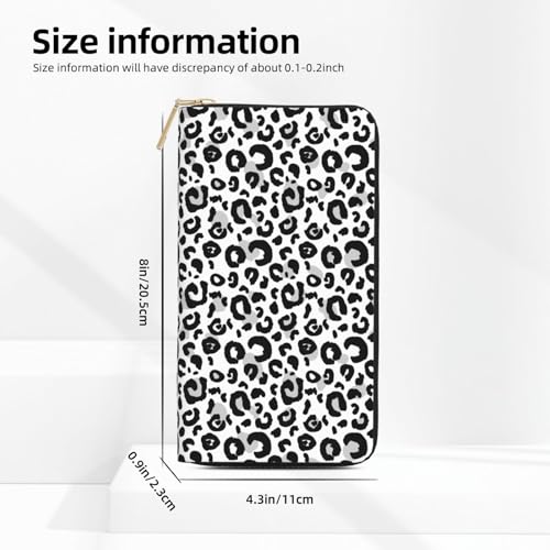 Cool black grey Leopard print Wallet Women, Leather Bifold Multi Card Wallet, Long Purse Women's Wallets2