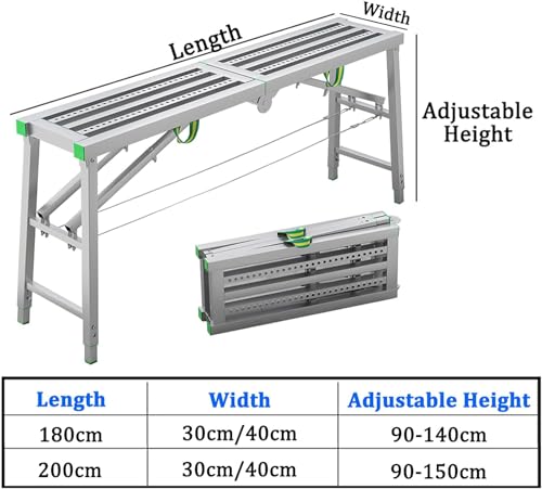 Échafaudage pliable avec plate-forme de travail réglable pour travaux de plafond
