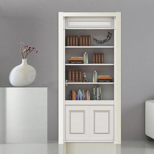 Türtapete Selbstklebend 77x200 cm Türfolie Selbstklebend Bücherregal Türaufkleber Türposter Bücherregal Türsticker Fototapete 3D Effekt für Schlafzimmer Wohnzimmer Küche A6258